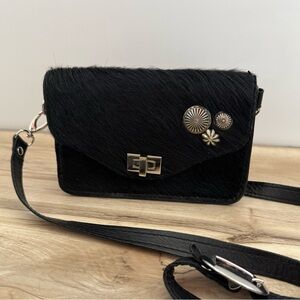 Black Crossbody Bag with Silver Accents